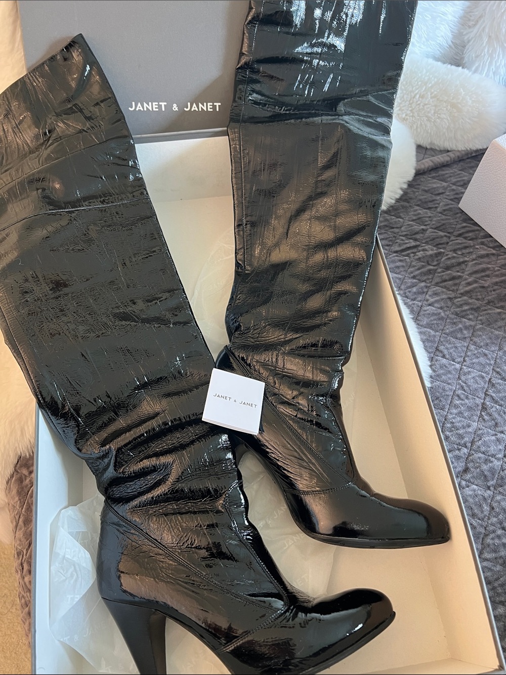 Janet & Janet. Patent Over the Knee-High Heeled Boots EU Women’s size 38.5